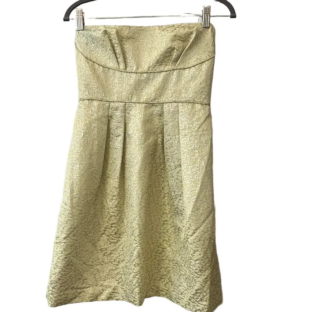 BCBG Maxazria  Strapless pale yellow and silver metallic Dress size 6 never worn
